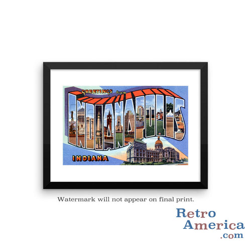Greetings from Indianapolis Indiana IN 1 Postcard Framed Wall Art