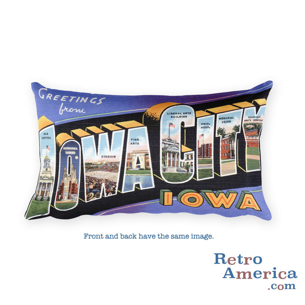 Greetings from Iowa City Iowa Throw Pillow
