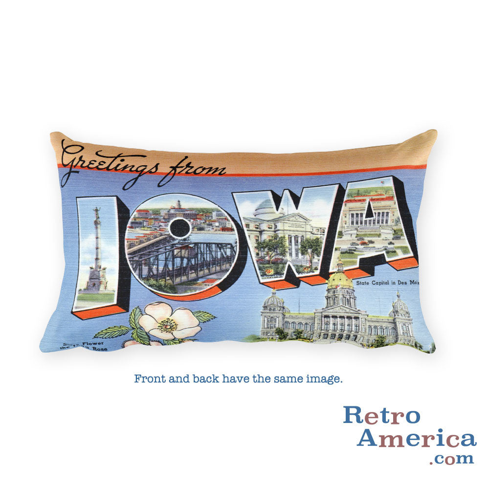 Greetings from Iowa Throw Pillow 1