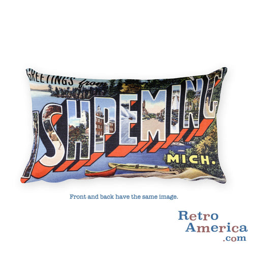 Greetings from Ishpeming Michigan Throw Pillow
