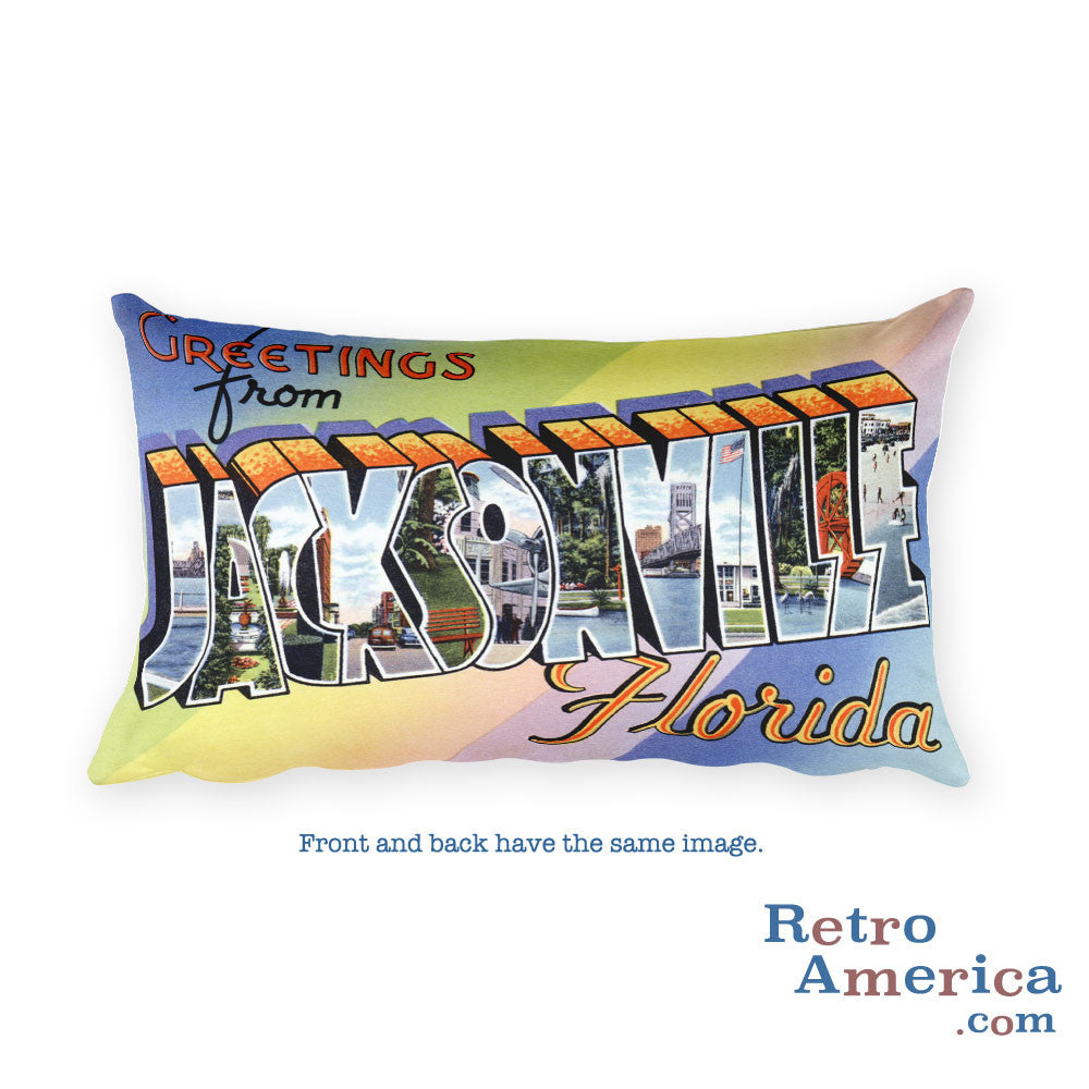 Greetings from Jacksonville Florida Throw Pillow 1