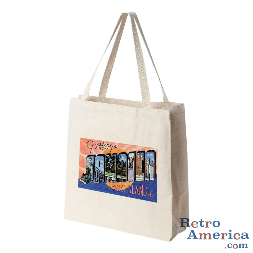 Greetings from Jamaica Long Island New York NY Postcard Tote Bag