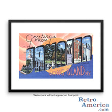 Greetings from Jamaica Long Island New York NY Postcard Framed Wall Art