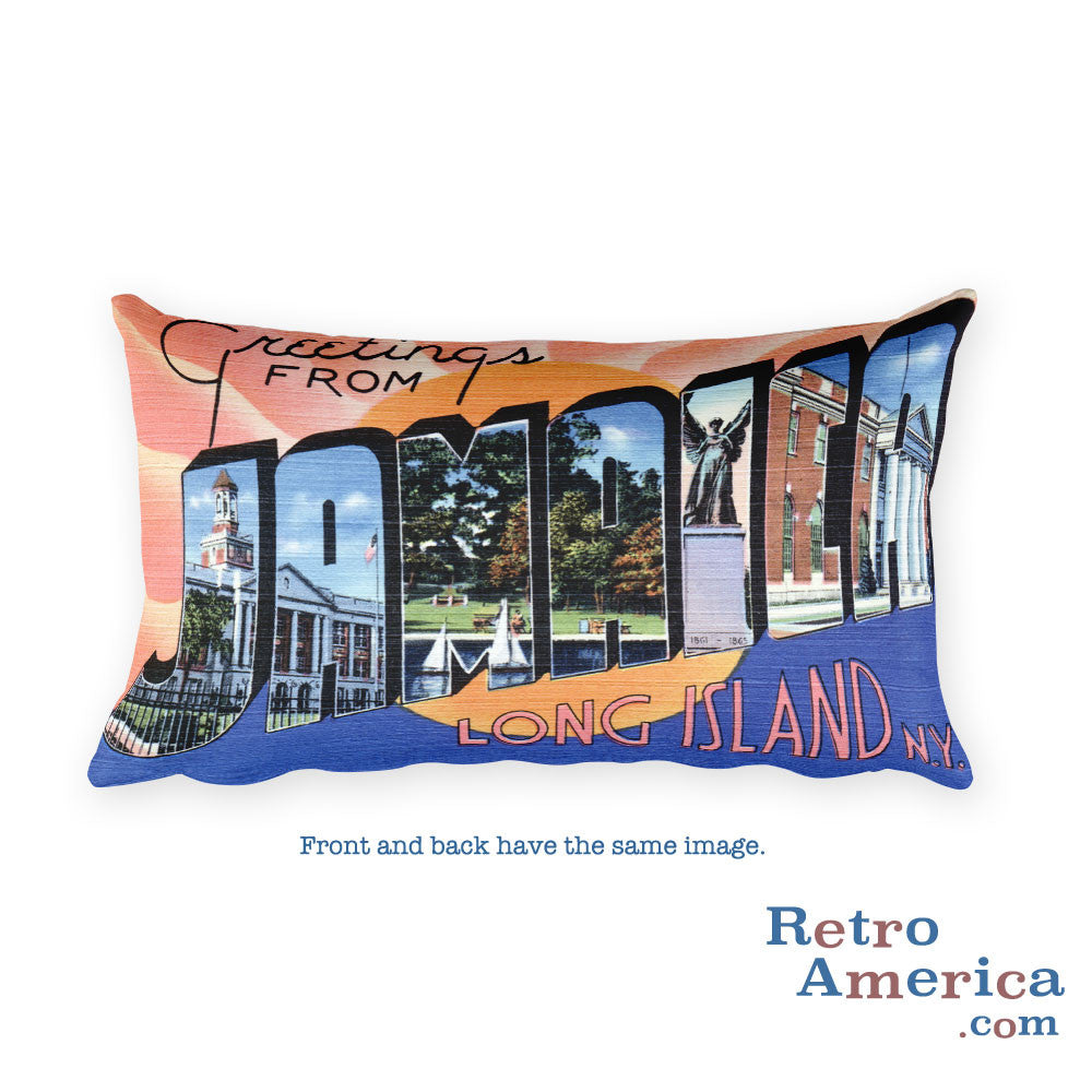 Greetings from Jamaica Long Island New York Throw Pillow