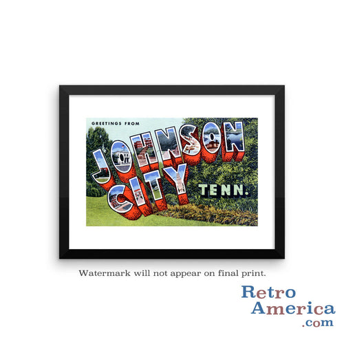 Greetings from Johnson City Tennessee TN Postcard Framed Wall Art