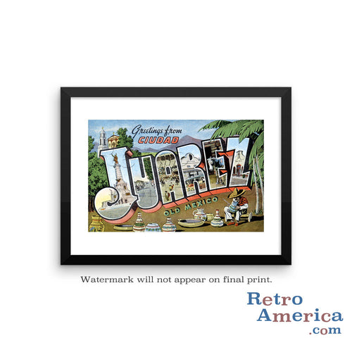 Greetings from Juarez Mexico Mexico 3 Postcard Framed Wall Art