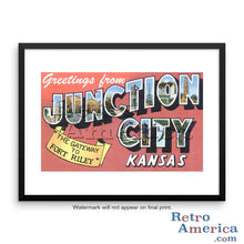 Greetings from Junction City Kansas KS Postcard Framed Wall Art