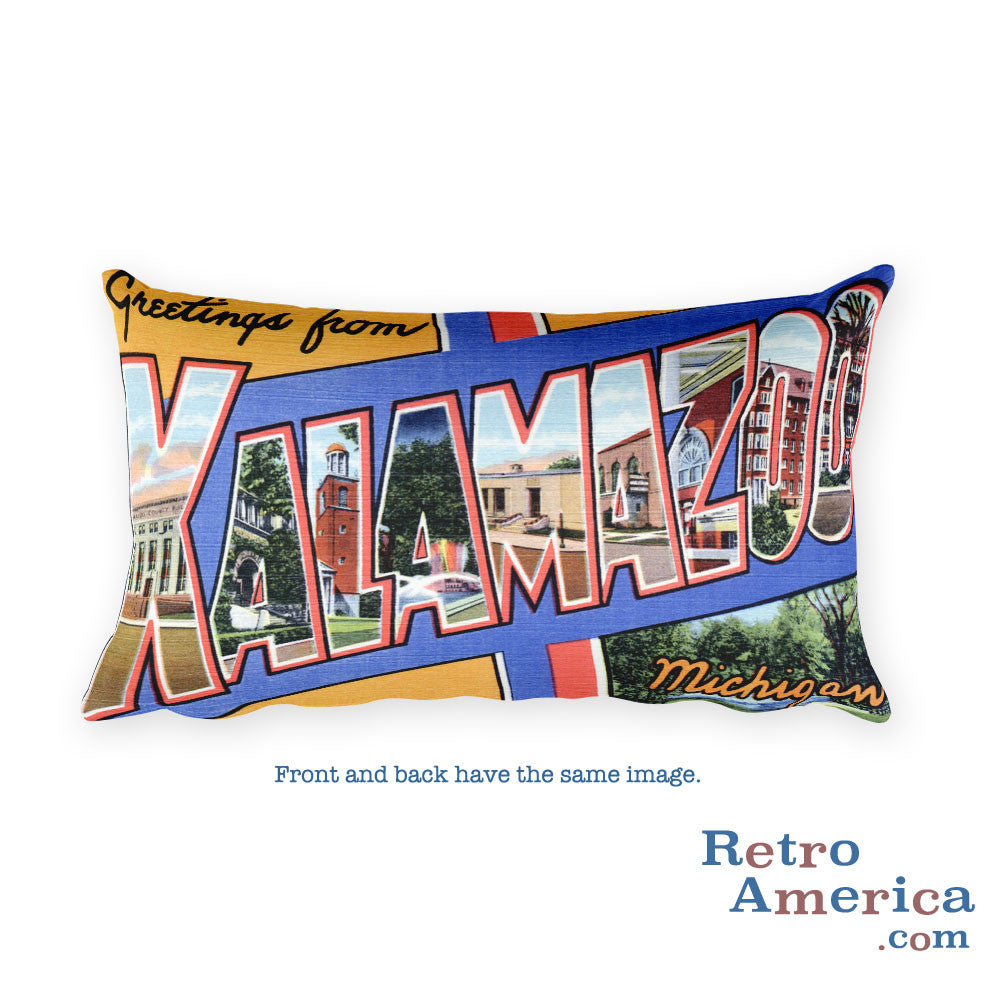 Greetings from Kalamazoo Michigan Throw Pillow