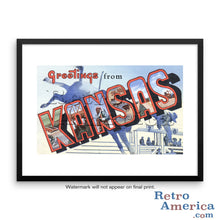 Greetings from Kansas KS 4 Postcard Framed Wall Art