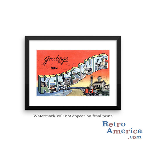 Greetings from Keansburg New Jersey NJ Postcard Framed Wall Art