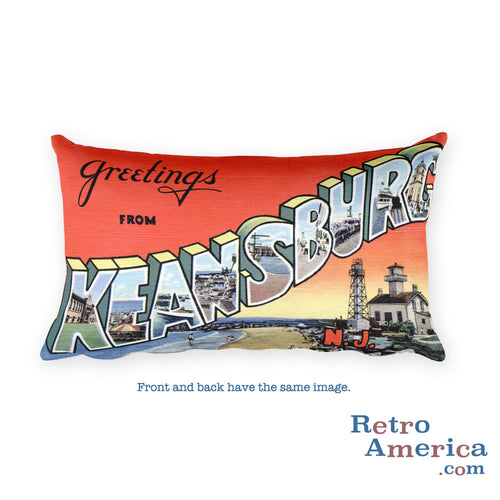 Greetings from Keansburg New Jersey Throw Pillow