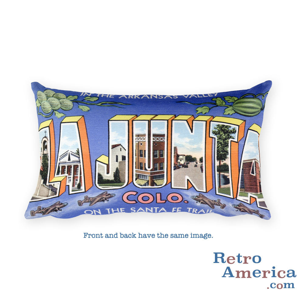 Greetings from La Junta Colorado Throw Pillow
