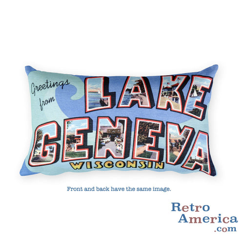 Greetings from Lake Geneva Wisconsin Throw Pillow