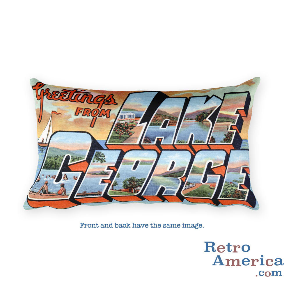 Greetings from Lake George New York Throw Pillow