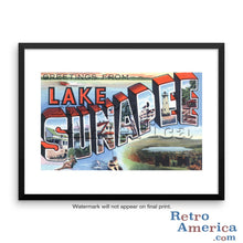 Greetings from Lake Sunapee New Hampshire NH Postcard Framed Wall Art