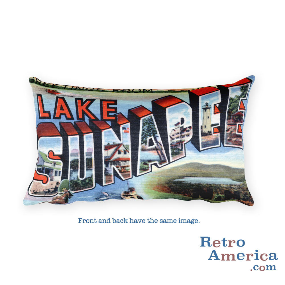 Greetings from Lake Sunapee New Hampshire Throw Pillow