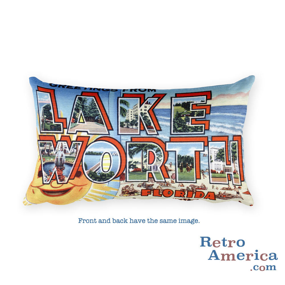 Greetings from Lake Worth Florida Throw Pillow