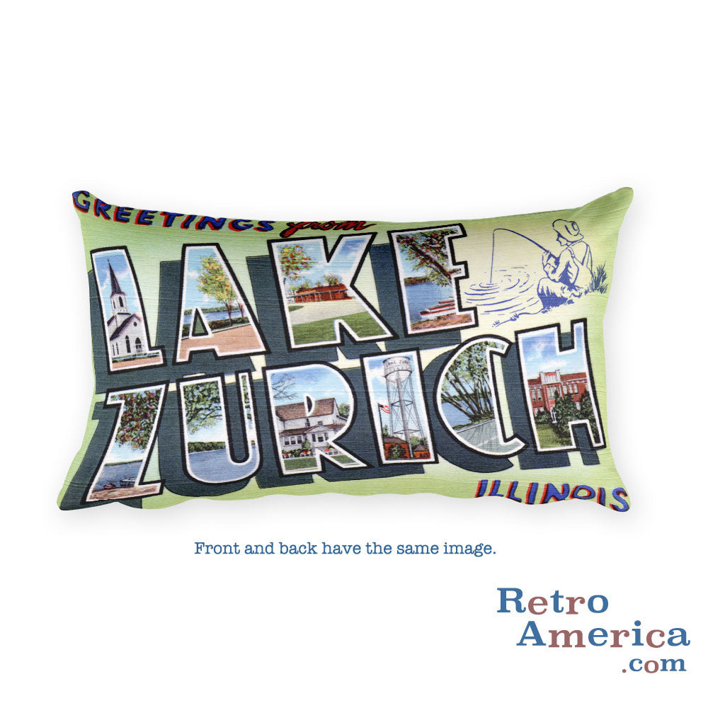 Greetings from Lake Zurich Illinois Throw Pillow