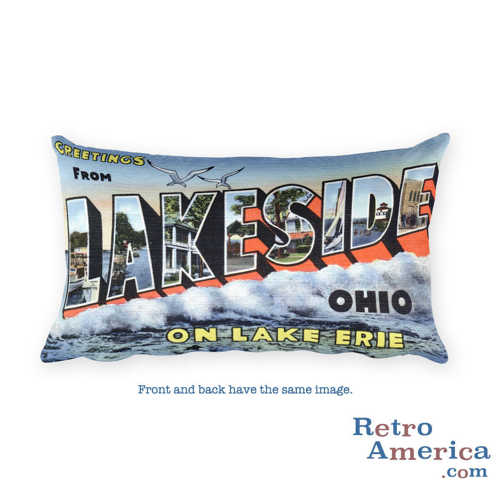 Greetings from Lakeside Ohio Throw Pillow