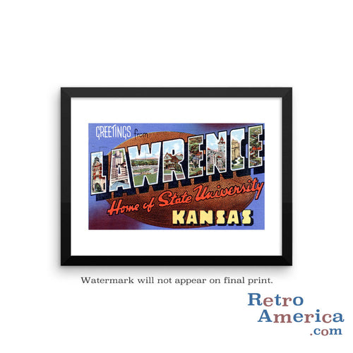 Greetings from Lawrence Kansas KS Postcard Framed Wall Art