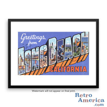 Greetings from Long Beach California CA Postcard Framed Wall Art