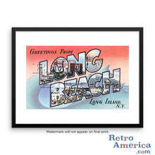 Greetings from Long Beach Long Island New York NY 2 Postcard Framed Wall Art