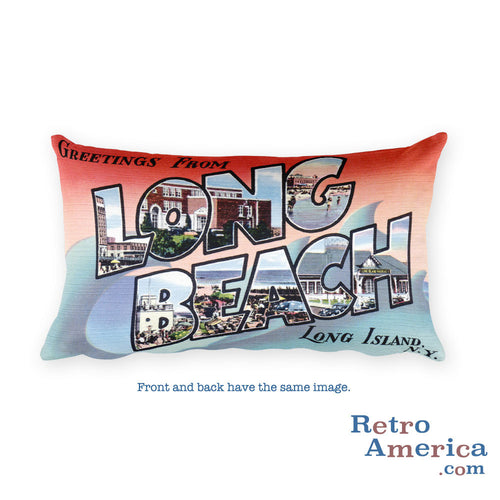 Greetings from Long Beach Long Island New York Throw Pillow 2