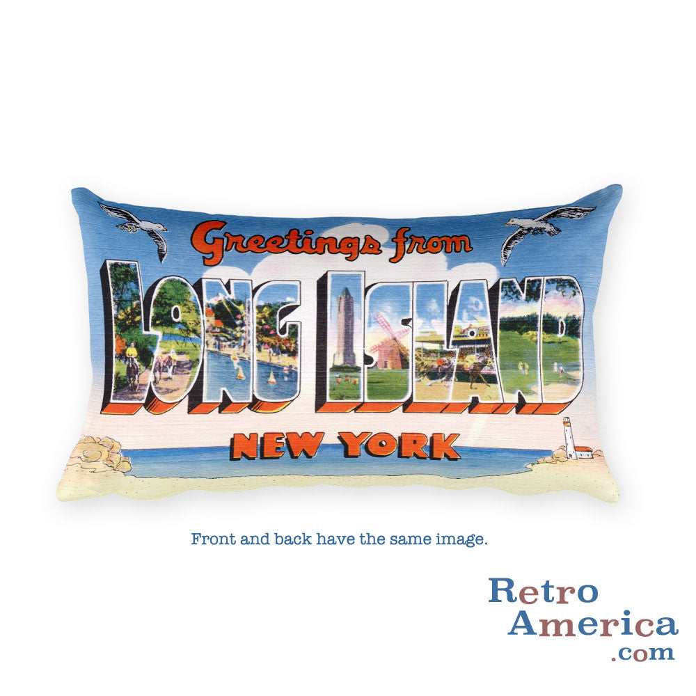 Greetings from Long Island New York Throw Pillow 2