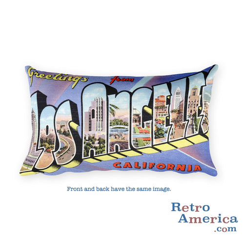Greetings from Los Angeles California Throw Pillow 1