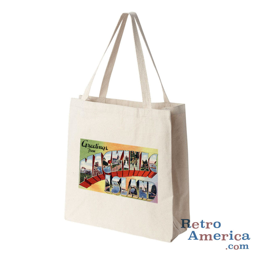 Greetings from Mackinac Island Michigan MI Postcard Tote Bag