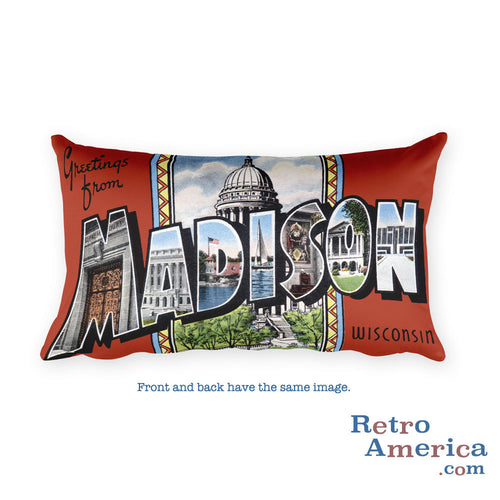 Greetings from Madison Wisconsin Throw Pillow 2