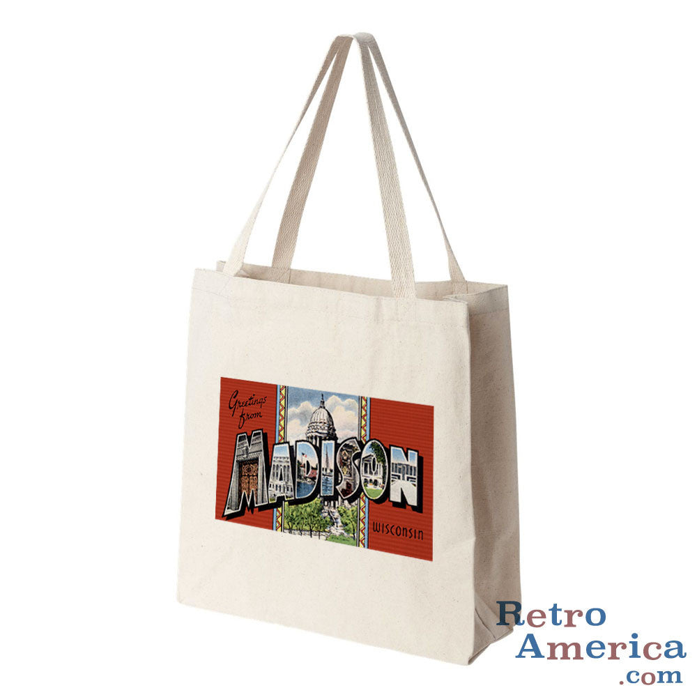 Greetings from Madison Wisconsin WI 2 Postcard Tote Bag