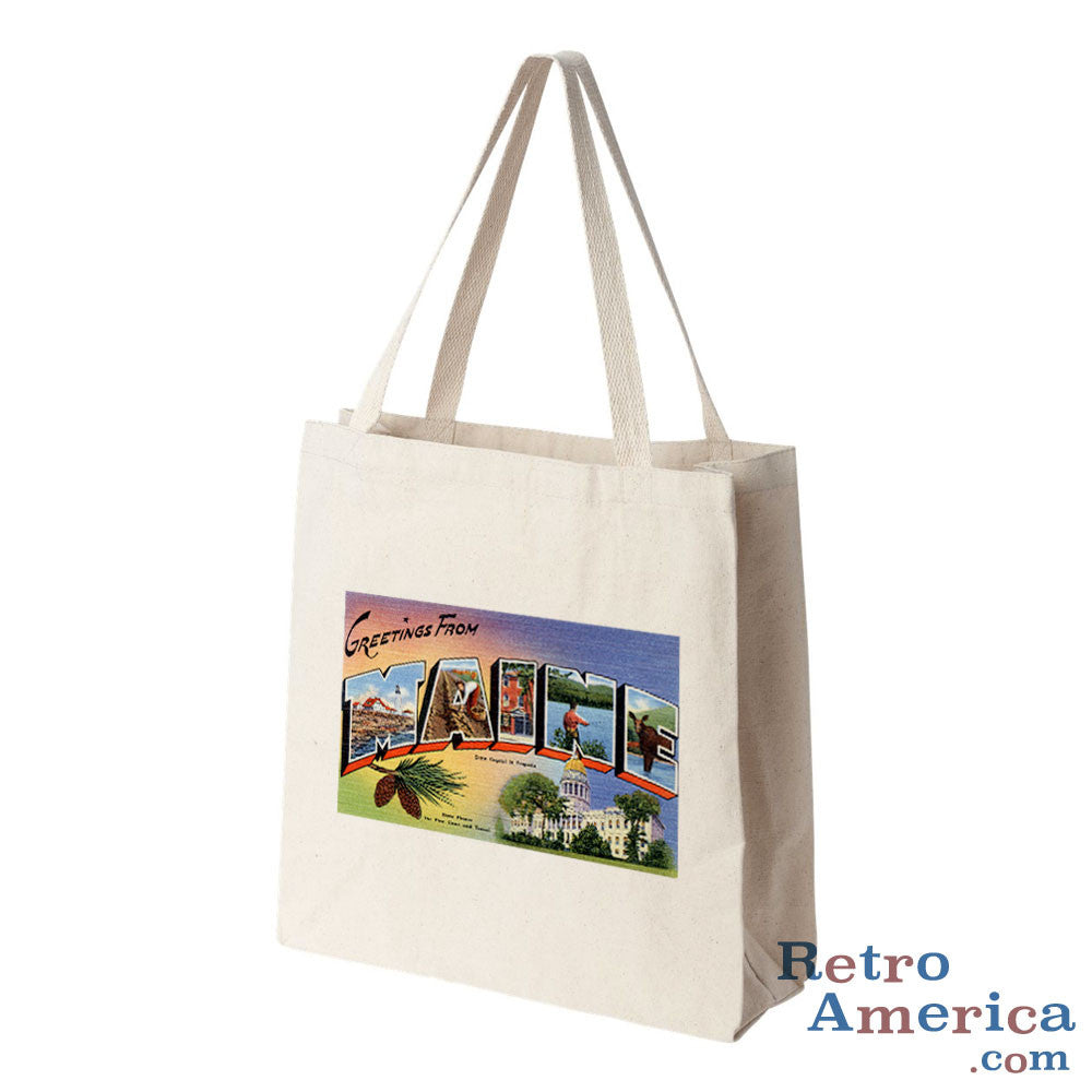 Greetings from Maine ME 1 Postcard Tote Bag