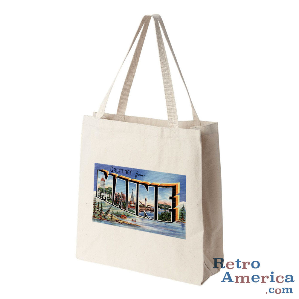 Greetings from Maine ME 2 Postcard Tote Bag