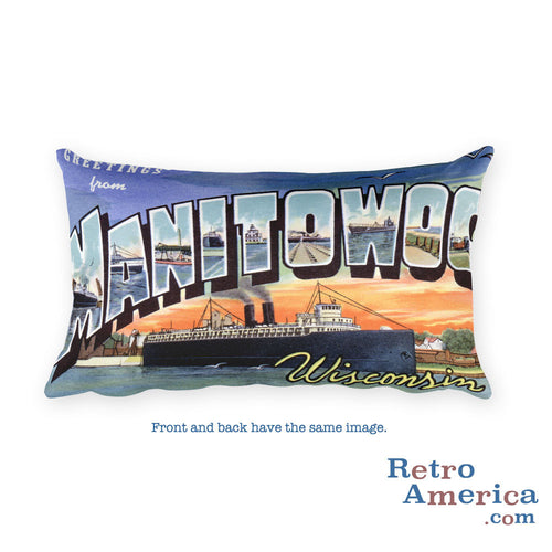 Greetings from Manitowoc Wisconsin Throw Pillow