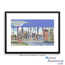 Greetings from Maryland Md 2 Postcard Framed Wall Art