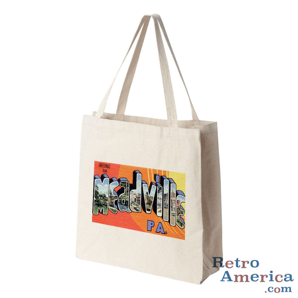 Greetings from Meadville Pennsylvania PA Postcard Tote Bag