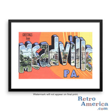 Greetings from Meadville Pennsylvania PA Postcard Framed Wall Art