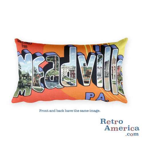 Greetings from Meadville Pennsylvania Throw Pillow