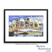 Greetings from Medford Oregon OR Postcard Framed Wall Art