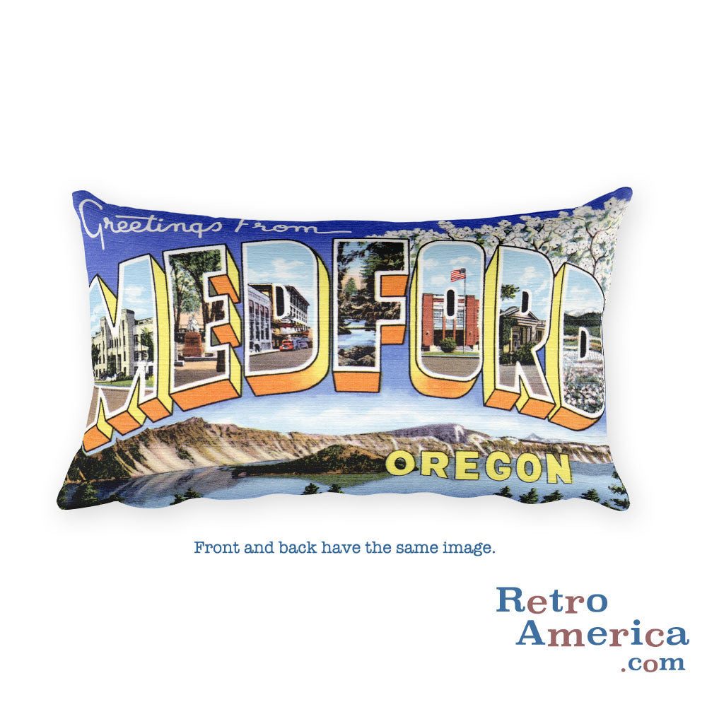 Greetings from Medford Oregon Throw Pillow