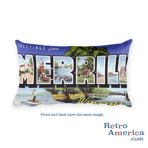 Greetings from Merrill Wisconsin Throw Pillow