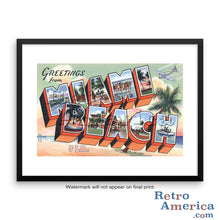 Greetings from Miami Beach Florida FL 1 Postcard Framed Wall Art