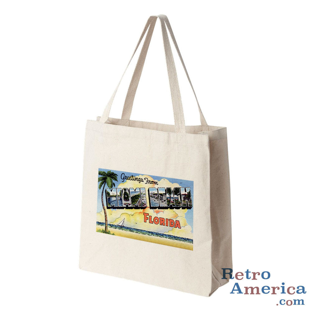 Greetings from Miami Beach Florida FL 3 Postcard Tote Bag