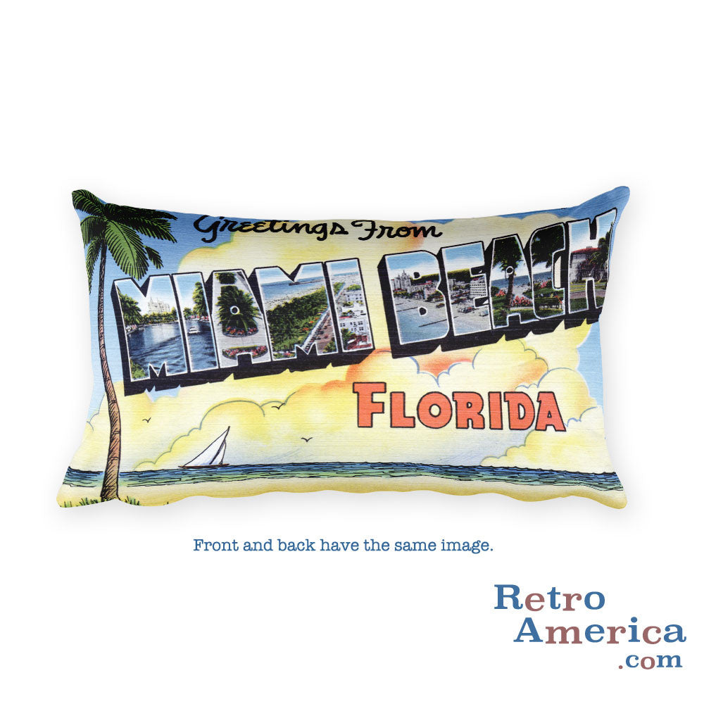 Greetings from Miami Beach Florida Throw Pillow 3