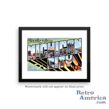Greetings from Michigan City Indiana IN Postcard Framed Wall Art