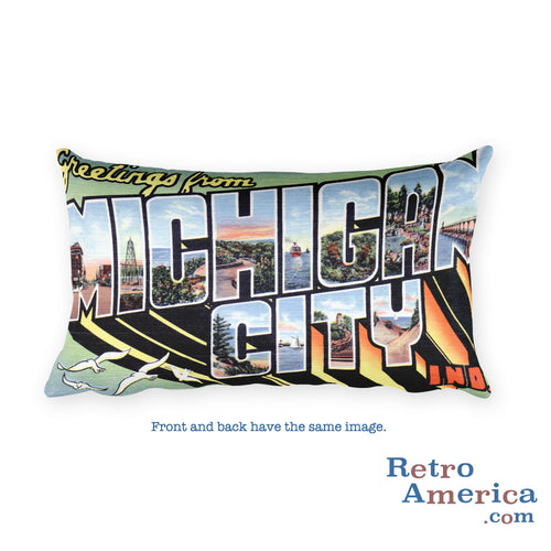 Greetings from Michigan City Indiana Throw Pillow