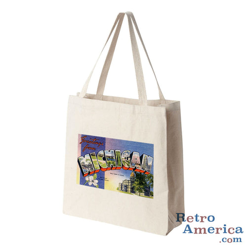 Greetings from Michigan MI 1 Postcard Tote Bag