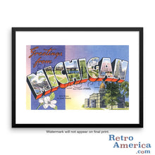 Greetings from Michigan MI 1 Postcard Framed Wall Art
