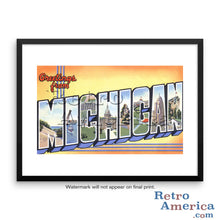 Greetings from Michigan MI 2 Postcard Framed Wall Art